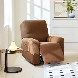 Solid Color Sofa Cover, 4 Counts/set Elastic Sofa Slipcover, Furniture Protector for Home Living Room, Home Decor