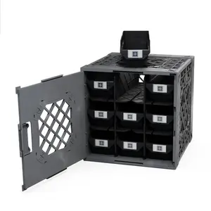 UbeCube Grabinet Kit 3"x3" Crate Black/Gray Bin: Stackable Polypropylene Decorative Box, Industrial Style, 13.5" Square