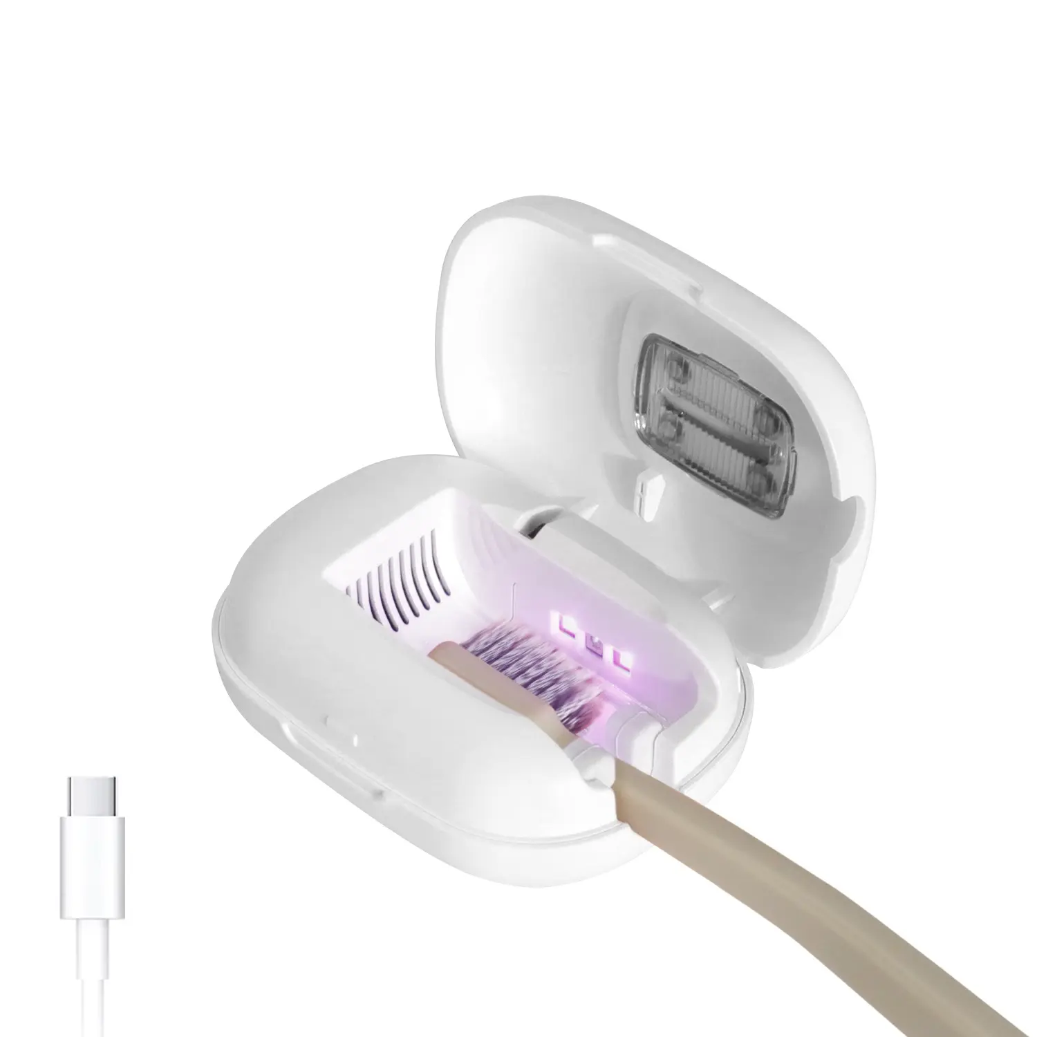 Portable UV Toothbrush Sanitizer Holder - Recharge & Reuse, Lightweight ABS Durable Toiletry Case, Automatic Protector Cover for Electric & Manual Brushes (Home & Travel Use)