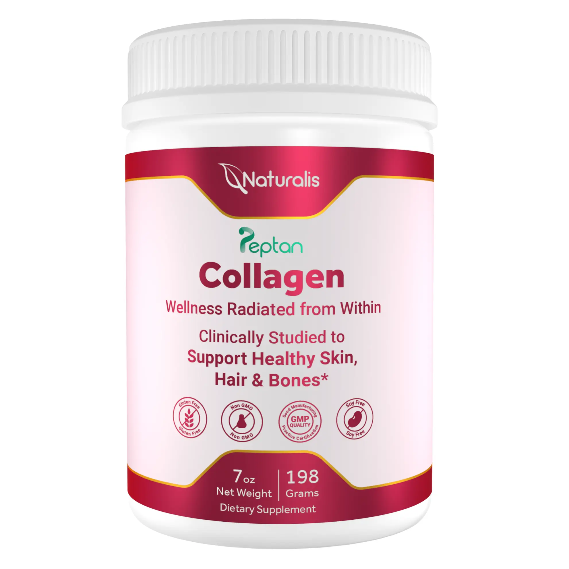 Naturalis Collagen Peptides Powder (7oz) | Made with Peptan Collagen, Clinically Studied to Support Healthy Skin, Hair & Bones* | Soy & Gluten Free, Grass-Fed, Non-GMO, Halal, Kosher | Starter Pack