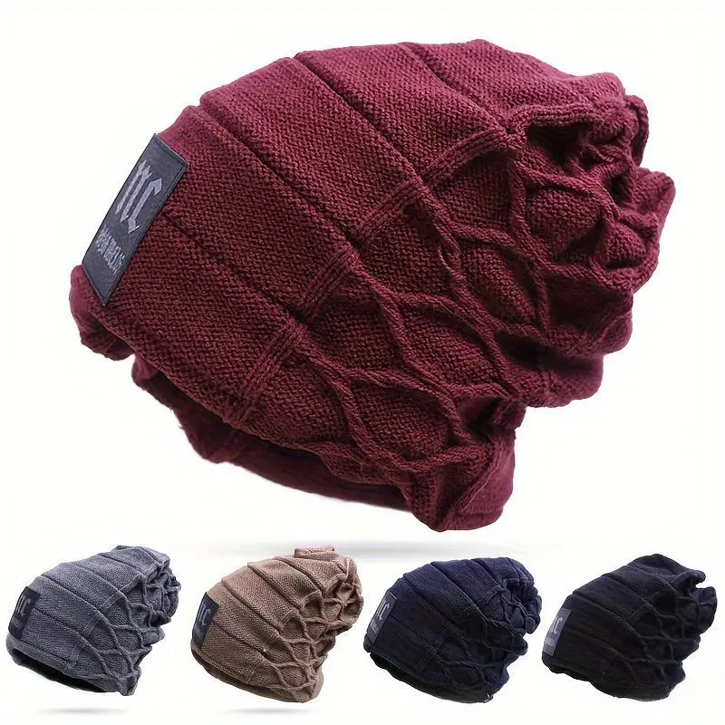 Unisex Windproof Wool Knit Beanie - Soft, Ribbed, Durable, Adjustable, Hand-Washable Keep Warm Hat with Western Heart Design, Insulated Thermal Insulating Cold Weather Headwear for Hiking, Winter Daily Wear, Keep Warm Hats, Insulated Windproof Hats