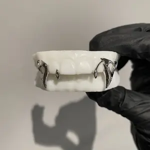 Custom Y2K Heart Teeth Grillz With Vvs Moissanite 925 Silver Hiphop Grillz