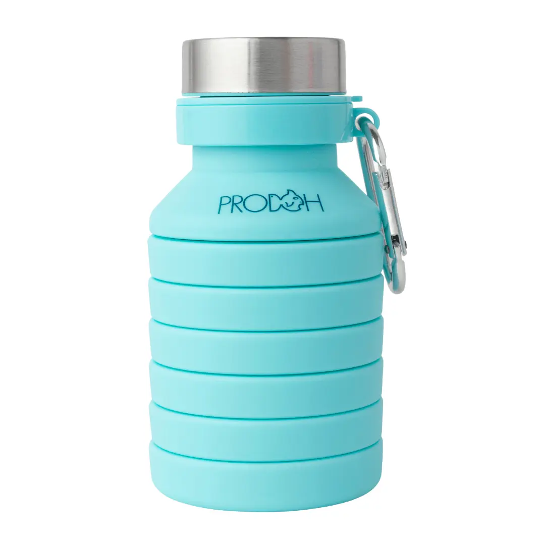 Collapsible Water Bottle with Carabiner in Tanager Turquoise