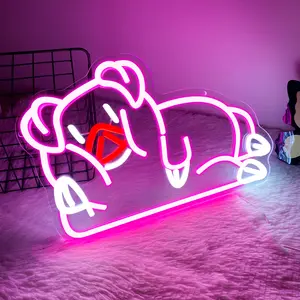 Gravty Falls Led Neon Sign Waddles Pig Pink Sign for Game Room Bedroom Decor, Boys Room Decor, for Wall Decor, USB Powered Gamer Gifts for Teens, Neon Lamps
