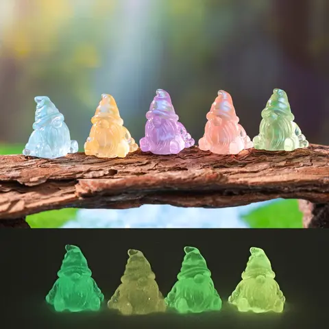 Luminous Glow-in-the-Dark Mini Resin Gnome Figurine - Home Decor Statue for Patio, Yard - Christmas Gift for Outdoor Landscape Accents