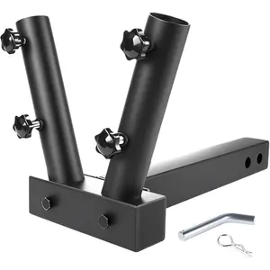 Hitch Mount Flagpole Holder, Powder-Coated Anti-Rust with Drainage Hole, Fits Standard 2" Trailer Hitch, Compatible with Jeep, Truck, SUV, RV, Pickup, Camper – Double Flagpole Mount