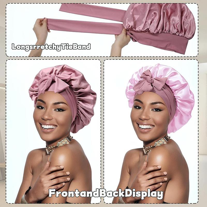 Double Layer Silk Bonnet for Haircare - Soft & Practical Sleeping cap with Elastic Tie Band for Curly & Natural Hair Mother's Day Gift