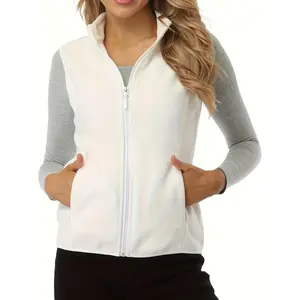 Women's Elegant Fleece Vest Jacket - Sleeveless Lightweight Warm Soft Zipper Jacket with Zipper Pockets Vibrant Red Hand Washable for Autumn Winter Seasonal Fashion Stylish Outerwear Durable Construction Outdoor Enthusiasts Cold Weather Wear Clas Fabric