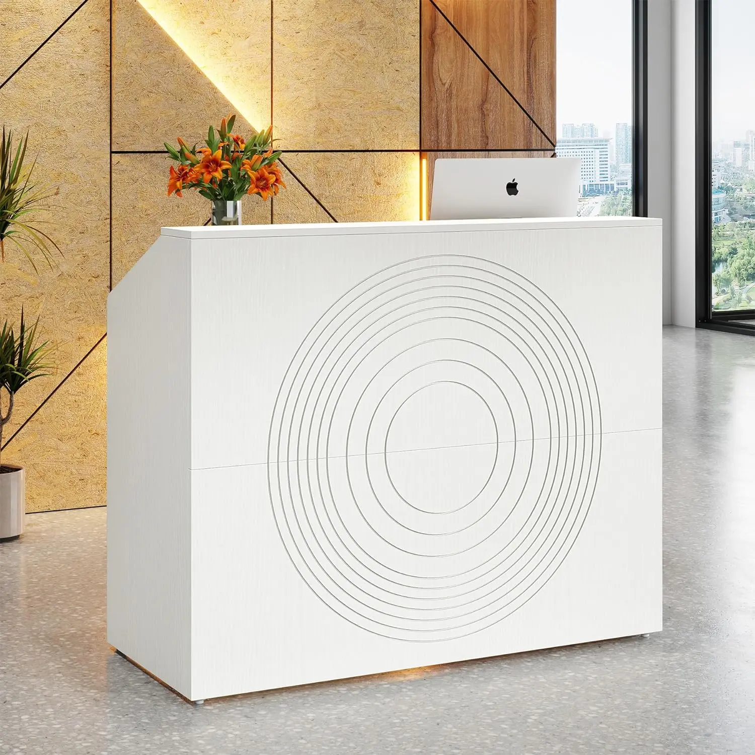 Tribesigns 47-inch Reception Desk, Modern Front Desk with Cable Grommet, Retail Counter Tribesigns 47-inch Reception Desk, Modern Front Desk with Cable Grommet, Retail Counter