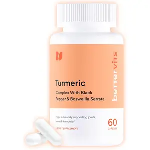 Turmeric Curcumin Supplement with Black Pepper and Boswellia Supports Joint Health and Mobility with Vitamin C 60 Vegan Capsules