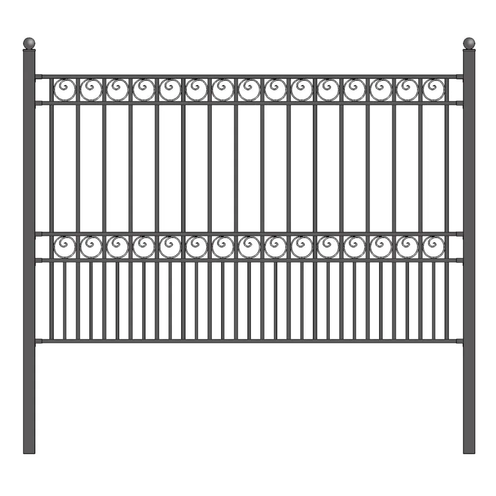 Aleko FENCEPARDIY5X5.5-UNB 5.5 x 5 ft. Paris Style Iron Ornamental Fence