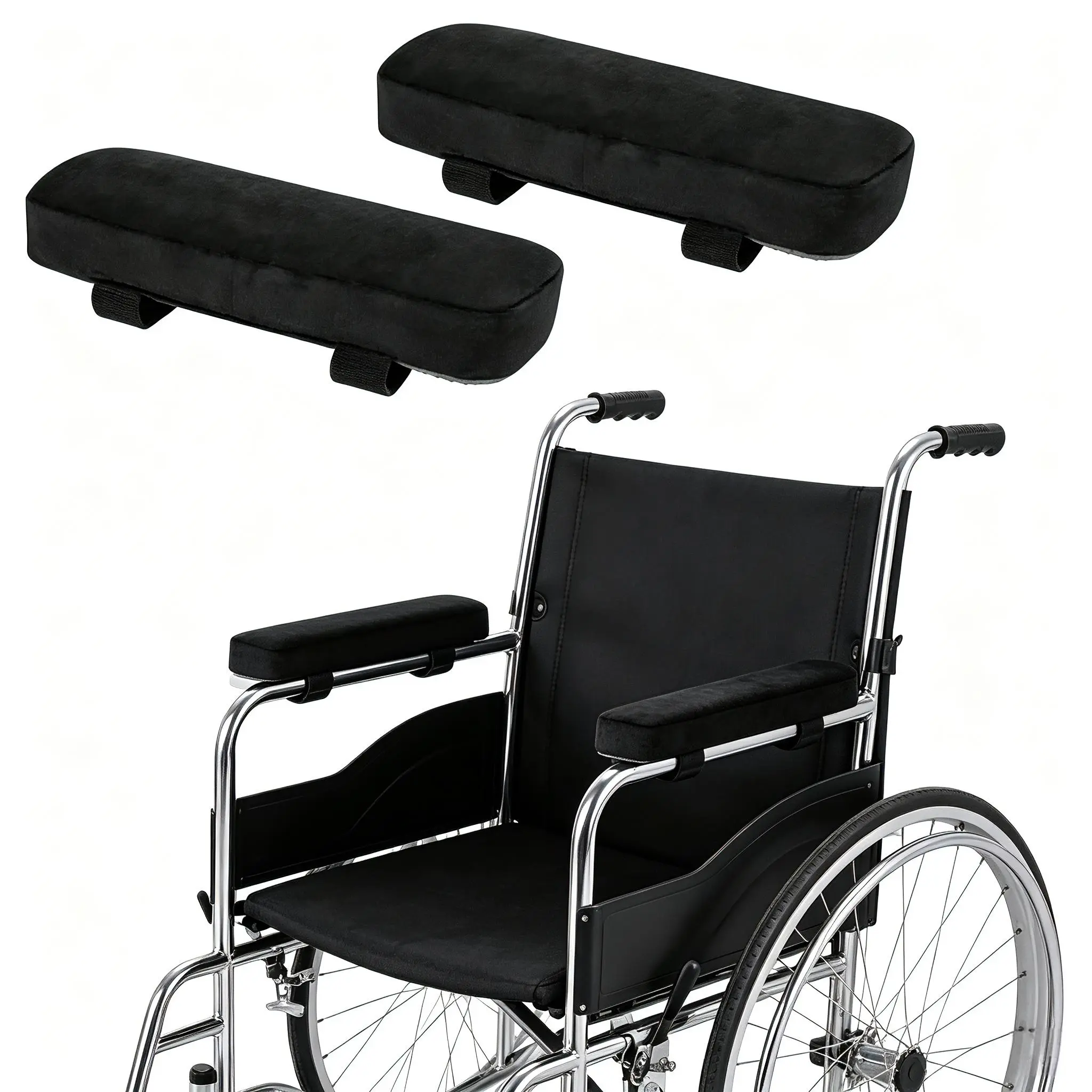 2 packs of memory foam armrest pads, soft velvet adjustable cushion covers for wheelchairs, office chairs, or gaming chairs, non-slip and comfortable daily armrest support pads