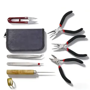 Jewelry Making Tool Set  8PCS Pliers Tweezers, Scissors & Awl Kit for Wire Wrapping, Beading & Jewelry Repair with Storage Case