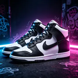 Men's Nike Dunk High Basketball Shoes - 'Black White' Style, DD1399-105 Sports Footwear for Basketball