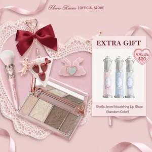 Flower Knows Moonlight Whisper Set - 4 Items For Makeup Set, Includes Contour, Solid Perfume, and Makeup Tools, Best For Gifts