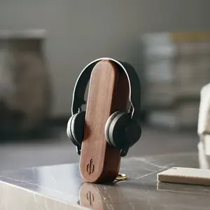 Openhagen Luxury Wooden Headphone Stand Solid Wood Base Brass Support Modern Desk Accessory Waterproof Durable Headset Organizer