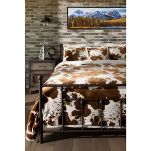 Cowhide Sherpa Lodge Blanket Set Cowhide Sherpa Lodge Blanket Set