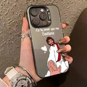 Walk Hand in Hand with Jesus Pattern Phone Case for iPhone 16 15 14 Pro Max 13 12 11 XR XS Plus E Shockproof Drop Protective Durable PC Smartphone Cover Cellphone Casing
