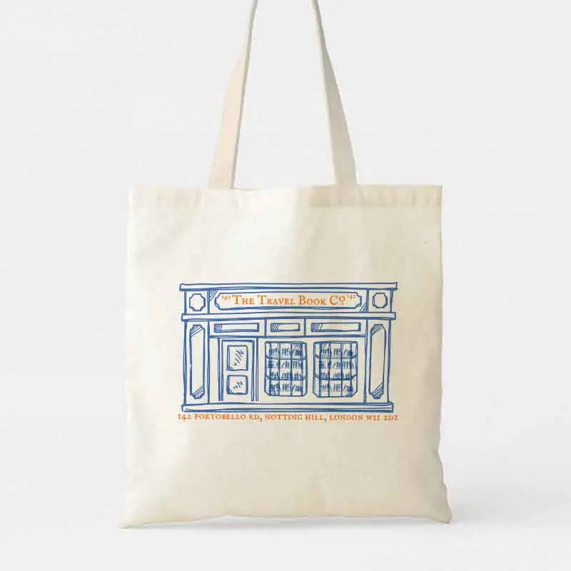 Notting Hill, The Travel Bookshop Tote Bag, Love Story in London Tote, Bookstore Romance Canvas Cotton Bag, Blue Door Romance