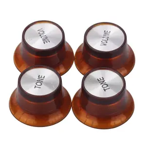 Amber Reflective 4-Pack Guitar Speed Control Knobs – Top Hat Bell Style Volume & Tone Knobs