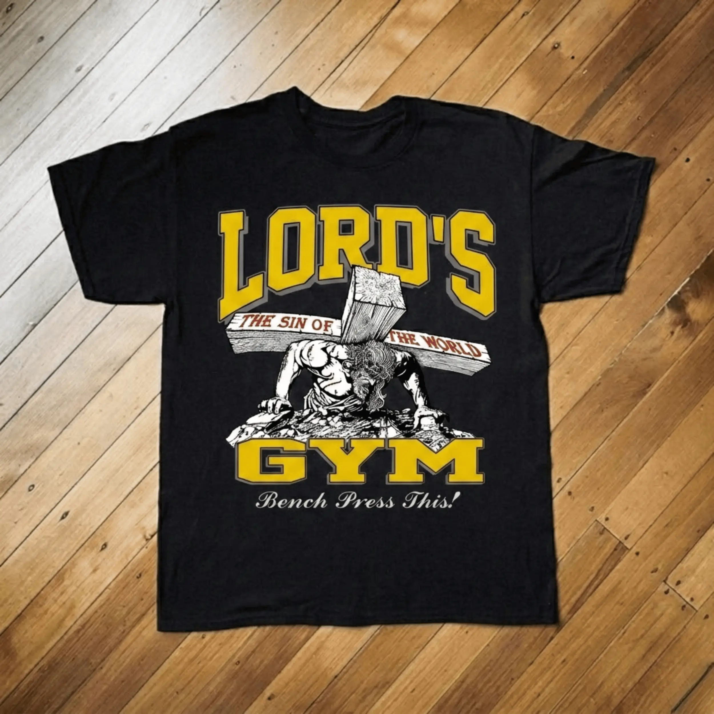 Lord's Gym T-Shirt, Retro Gym Sinner Shirt, Urban Street Style Vintage Good Graphic Tee Unisex Cotton Top, Gothic Grunge Y2k Emo Scene Amity Affliction Style Clothes Gifts For Men Women Streetwear Menswear Womenswear