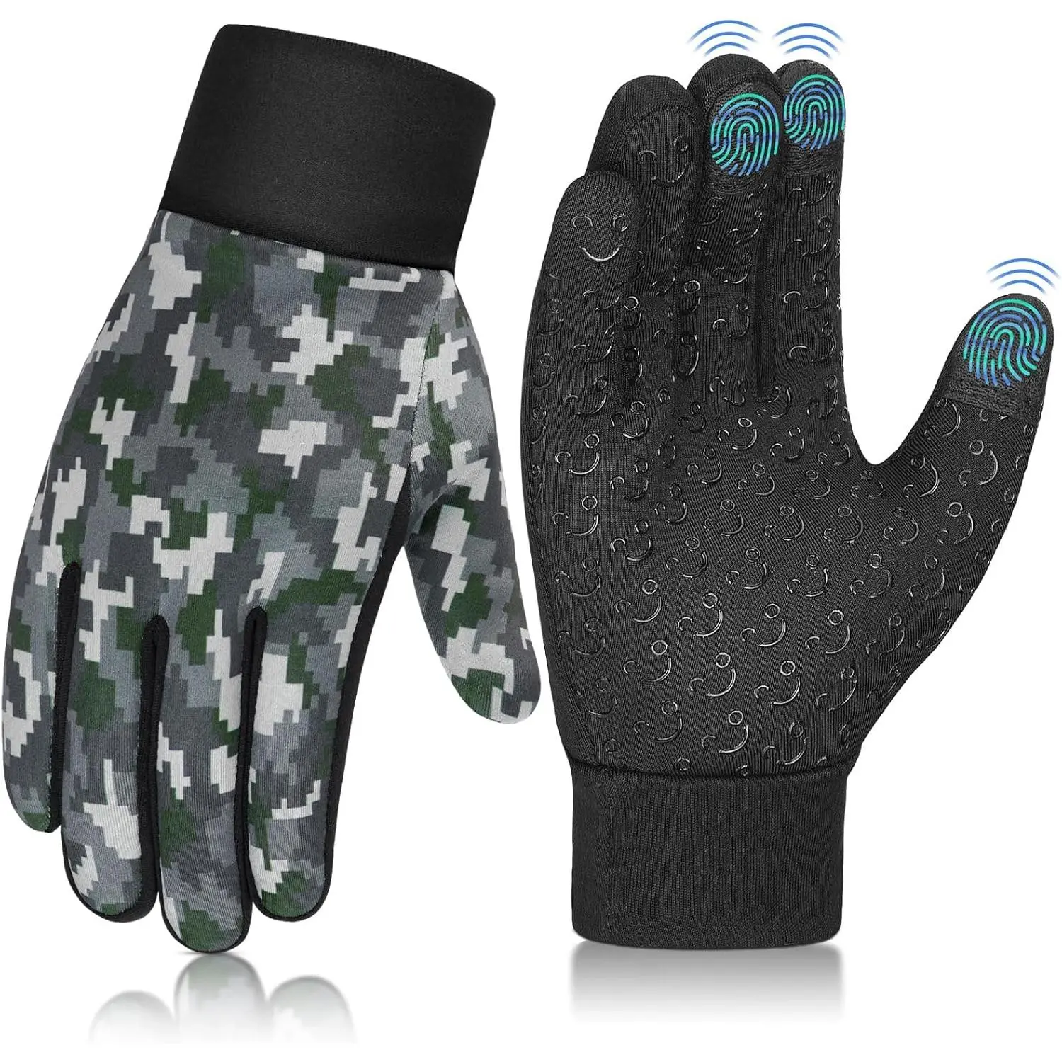 Kids' Mosaic Fleece Lined Winter Gloves for Boys & Girls - Comfortable and Warm with Touchscreen Fingers & Non-Slip Grip for Biking, Children, Elastic Cuff, 0.1Kg, 17Cm*12Cm*12Cm