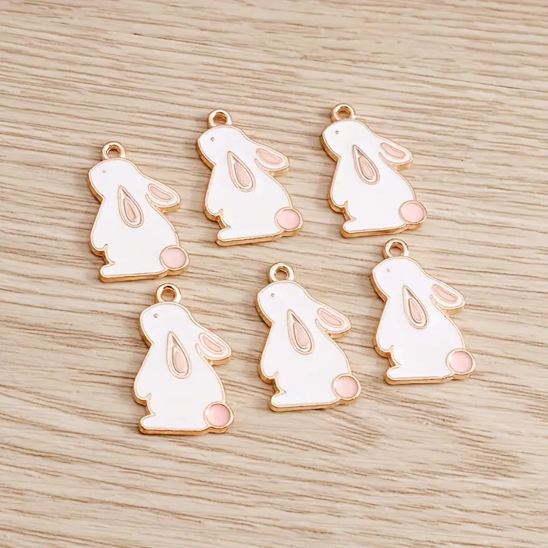 20pcs Enamel Rabbit Charms for Jewelry Making Alloy DIY Charms Pendants Necklaces Earrings Accessories Easter Handmade Crafting