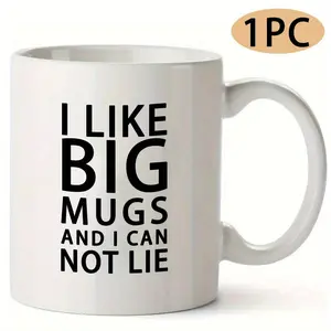 [Large Reusable Hot Cold Drink Mug] One Large 11-Ounce "I Love Big Cups, I Can'T Lie" Ceramic Coffee Mug - Durable, Reusable Hot And Cold Drink Utensils - Suitable for Home, Office, Mother's Day, Thanksgiving, Birthday, And Christmas Gifts11oz