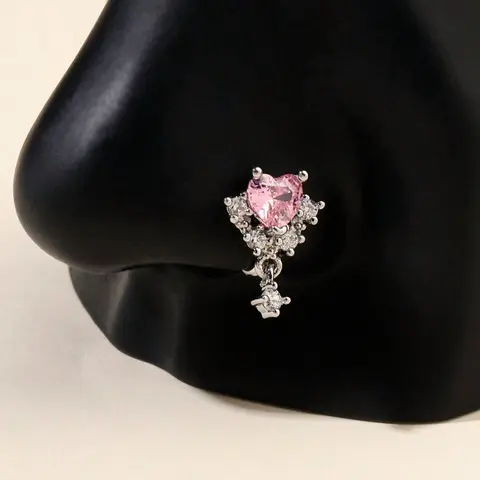 Mother's Day Gift Fashion Non-Piercing Heart-Shaped Rhinestone Nose Clip for Women, Stylish Valentine's Day Gift, Perfect Accessory for Mother's Day, Rhinestone Nose Ring, Nose Jewelry