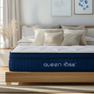 QUEEN ROSE  Hybrid Mattress LITE, Fiberglass-FREE, CertiPUR-US Certified, Soft and Comfortable, 5 layers of Comfort, 12&14 inch Mattress Bed in a Box, Soft and Memory Foam, Pocket Innerspring Hybrid Mattress, Pressure Relief, Affordable sleep