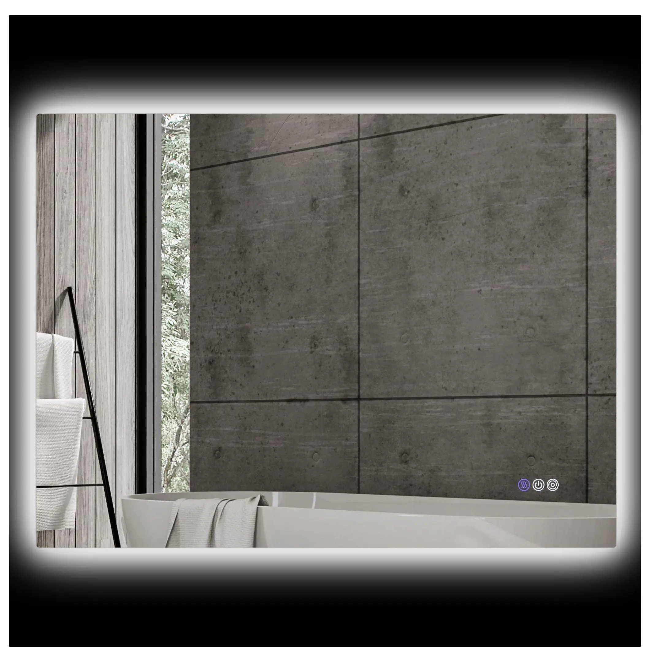 LED Bathroom Mirror, 37x35in Dimmable Backlit Vanity Mirror w/ Anti-Fog, Color Temperature, Memory Function, Vertical/Horizontal Mounting default