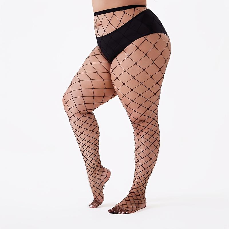 1/4-Pack Women's Plus Size Fishnet Tights Stylish Openwork Mesh Stockings SetEveryday Spring Wear Pantyhose