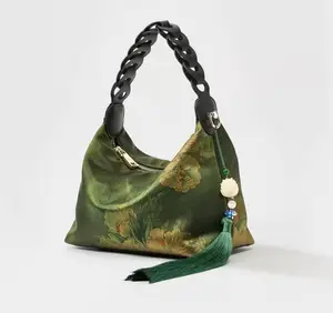 Intangible Cultural Heritage Xiangyunsha Silk Gift for Mom and Elders, New Chinese Style Crossbody Handbag for Women