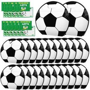 24 Packs Soccer Snack Bags with Handles & 24Pcs Greeting Card Kit, Reusable Sealed Candy Bags, Stand-up Bottom Goodie Bags for Soccer Sport Game Day Practice Birthday Gifts and Soccer Party Supplies