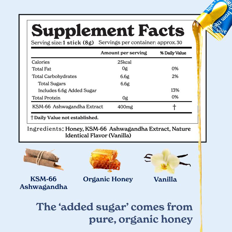 BetterAlt KSM-66 Ashwagandha Honey Sticks | Organic Multiflora Himalayan Honey | For Relaxation, Focus | 1 Month Pack Dietary Supplement