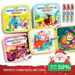 [Xmas Gifts]Happygo Water Coloring and Doodle Books for Toddlers, Paint with Water Activity Books, Travel Toys for Kids Watercolor Painting Art Supplies