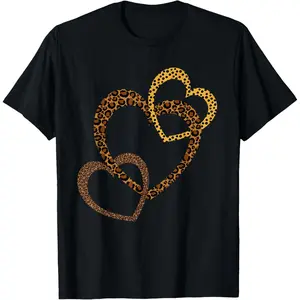 Hearts Love Leopard Cheetah Shirt Women's Animal Print Hard T-Shirt