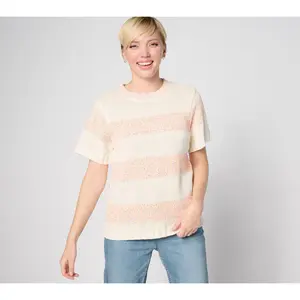 Peace Love World Short Sleeve Neon Sweater