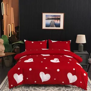 Heart & Dot Print Bedding Set, 1 Count Duvet Cover & 2 Counts Pillowcases without Filler, Soft Comfortable Bedding Set for Home Bedroom Dormitory, Soft Breathable Bedding