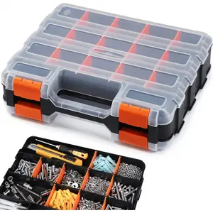Small Parts Storage Box Hardware Storage Box Tool Box Double-Sided Storage Box Tool Accessories Features Removable Plastic Dividers Ideal for Auto Repair Shops