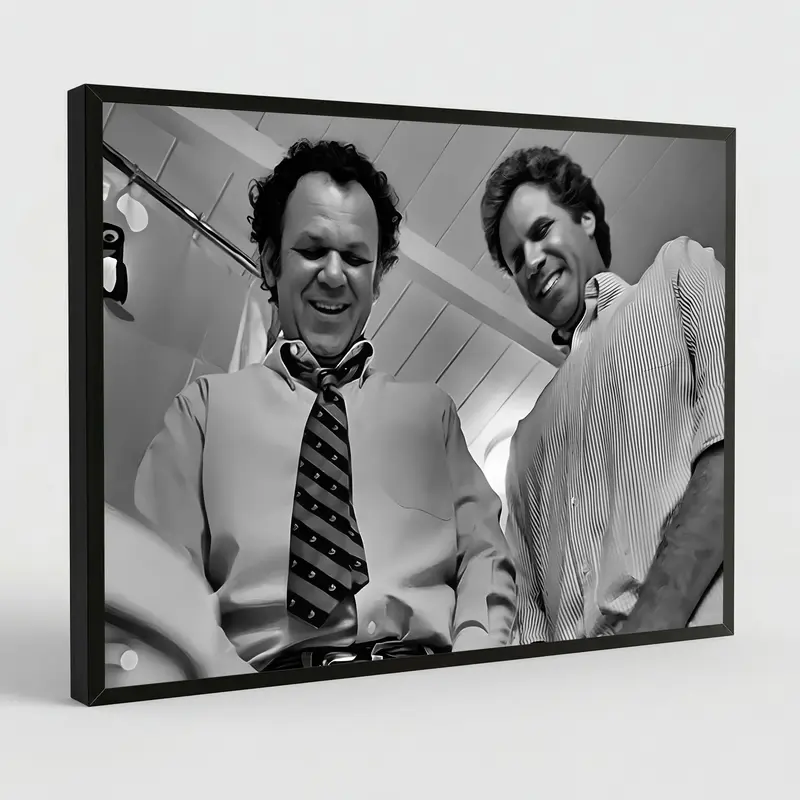 NBHYK Funny Bathroom Movie Step Brothers Sword Fight Poster Wall Art Vintage Black And White Humor Canvas Prints 90s Film Room Home Decoration Frame Style Ornaments Eco Friendly Fade Resistant Waterproof UV Protected 08x12 12x18 16x24 20x30 24x36 Inches