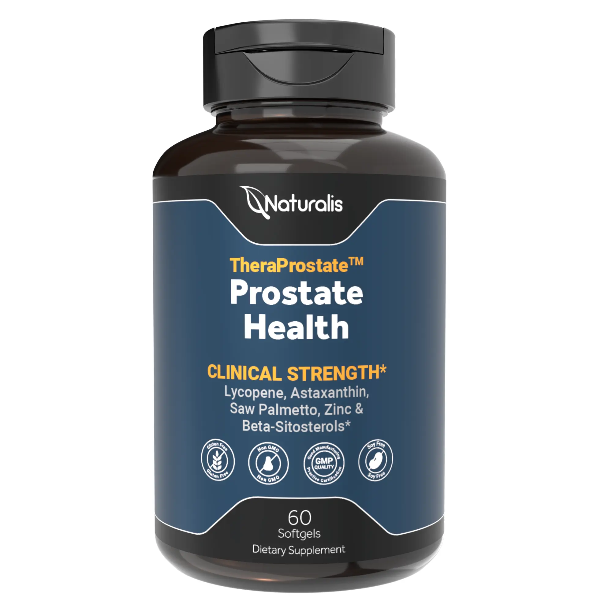 Naturalis TheraProstate High-Potency Prostate Health Supplement | All Clinically Studied Ingredients – Lycopene, Astaxanthin, Saw Palmetto, Beta-Sitosterols & Zinc