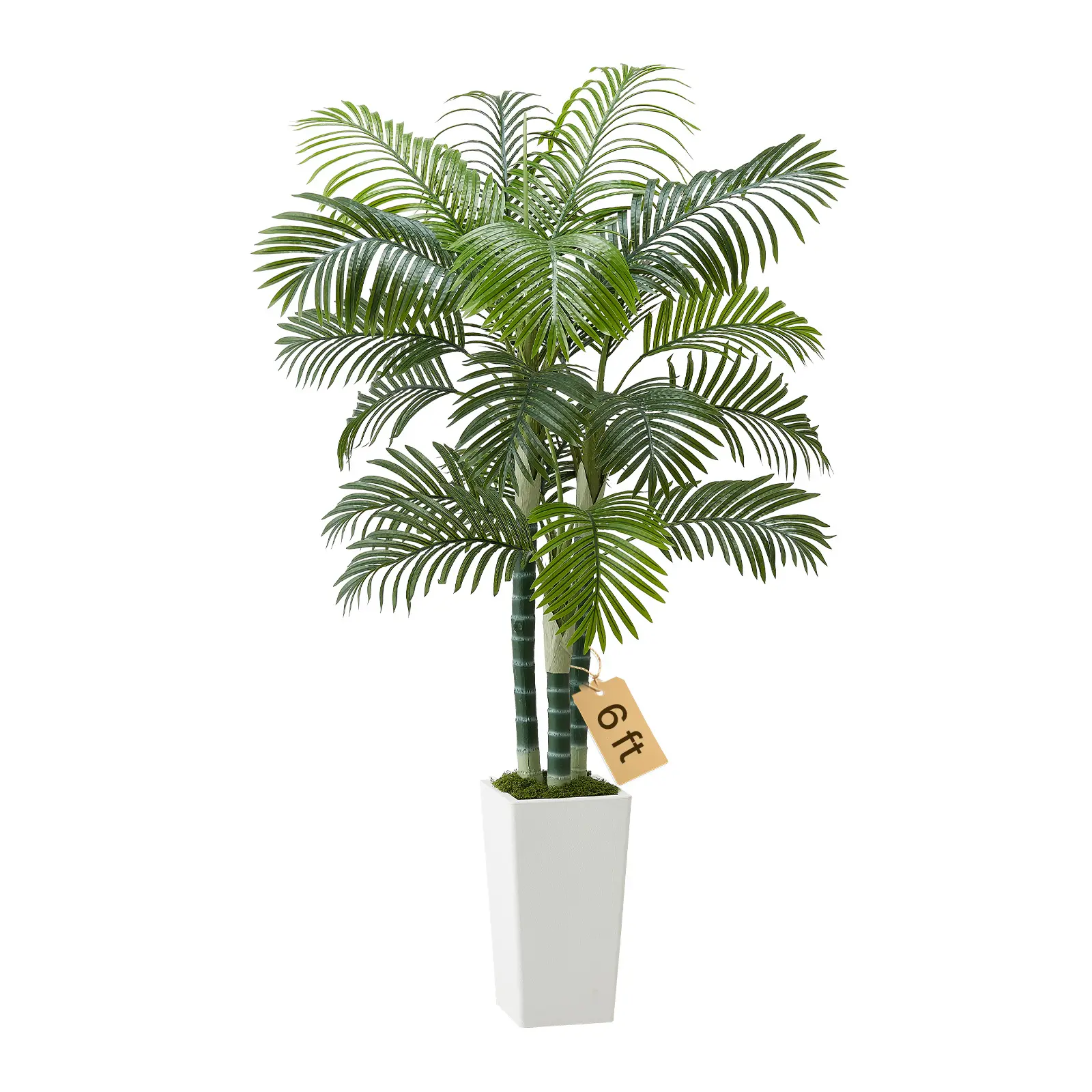 【SummerFinds】VEVOR 6 ft Decorative Artificial Areca Palm Tree, Waterproof Fake Tropical Silk Floor Plant with Tall White Planter, Large Potted Plant for Home Office Decor, Indoor Outdoor Use, Water Proof