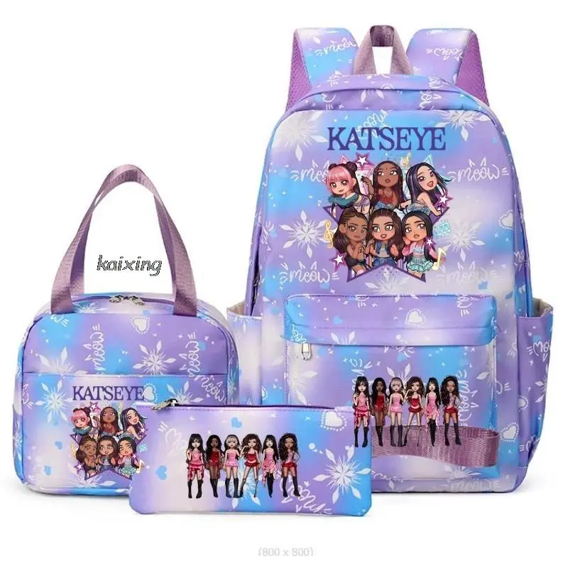 Fashion Katseye Funny Print Backpacks Leisure Shoulder Bag Women's And Men's Laptop Mochila shoolbag Travel Rucksack 3Pcs/Set