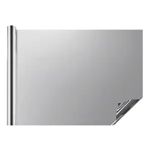 Window Privacy Film, One Way Window Tint, Daytime Mirror Reflective Heat Control Glass, Static Cling Sun Blocking See out Not in Window Film for Home and Office, Black-Silver, 35.4 in x 13.1 ft