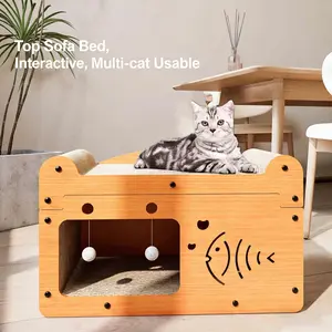 Extra-Large Cat House Villa Sofa, Scratch-Resistant Durable Lint-Free Cat Bed for All Seasons