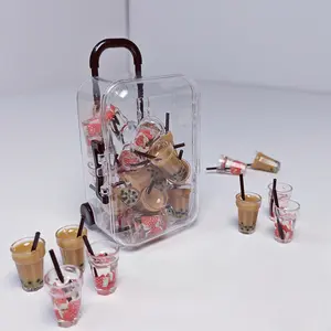 Miniature Milk Tea Figures Set, 9-Piece Collectible Decorative Figurines for Dollhouse Decor, Doll Accessories, Perfect Gift for Miniature Enthusiasts & Collectors