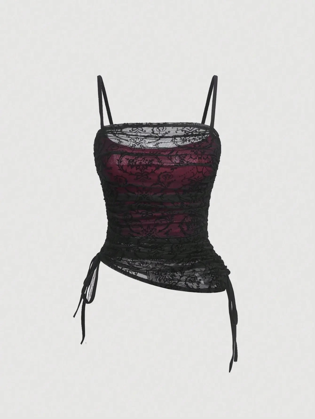 LALUZ Women's Side Drawstring Lace Cami Top Going Out Sexy Cropped Sleeveless Y2K Summer Tank Top Clubwear Adjustable Trendy