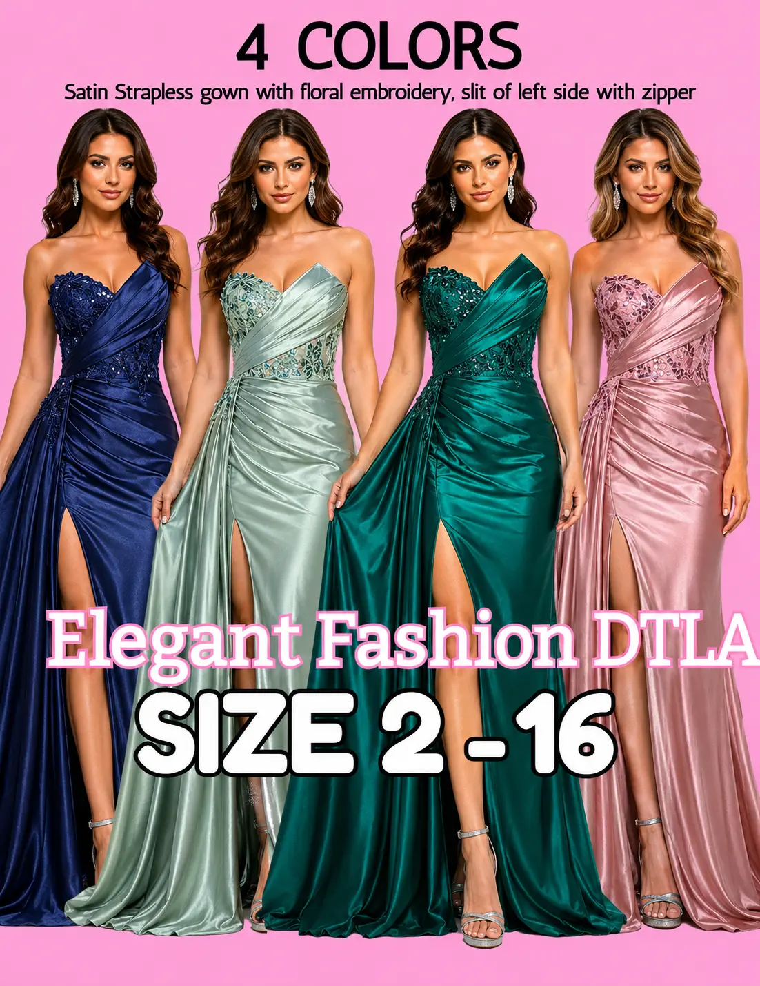 (SIZE 2-16) ✨ Elegant Fashion ✨ 4 COLORS: Sage, Green, Navy & Dusty Rose