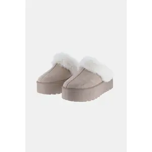 Weeboo Thick Bottom Fur Trim Snow Slippers